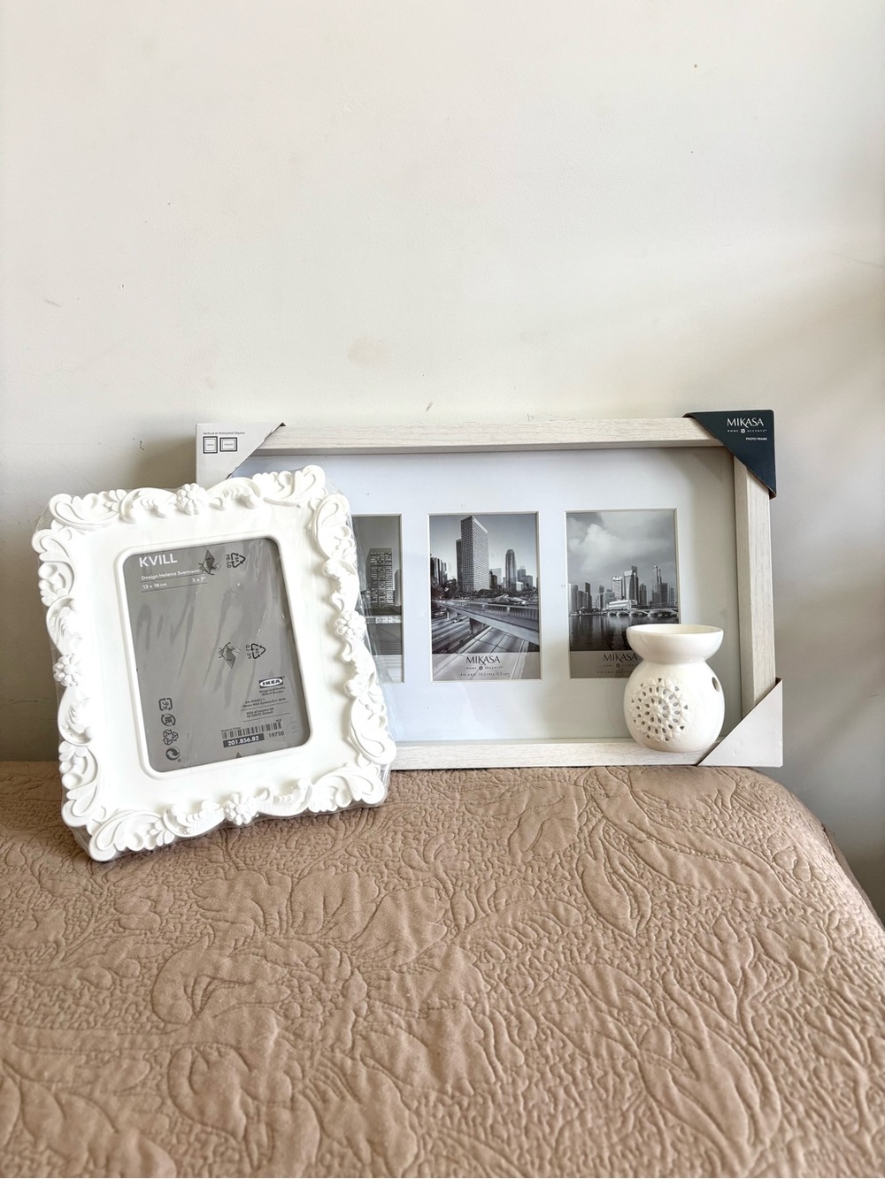 SET of 3:Mikasa White Multi Frame,IKEA small Frame, aroma lamp candle holder NWT